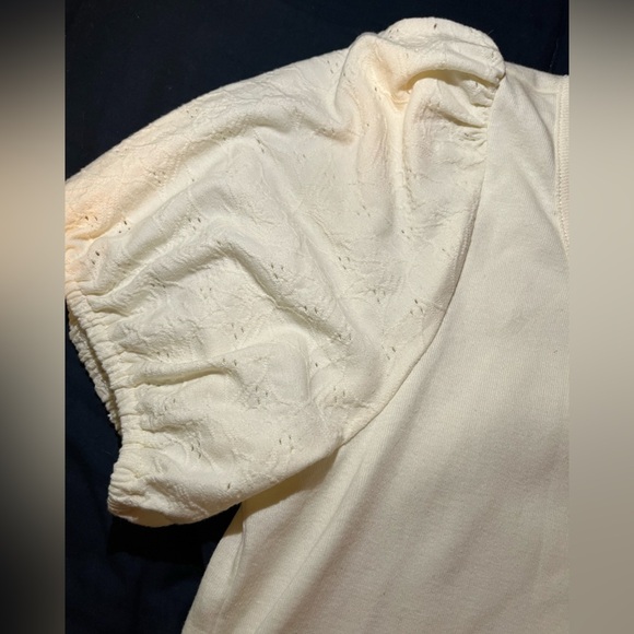 NWT Madewell Eyelet Sleeve Cotton Henley Top in Crème JCrew Popular officewear - Picture 13 of 16